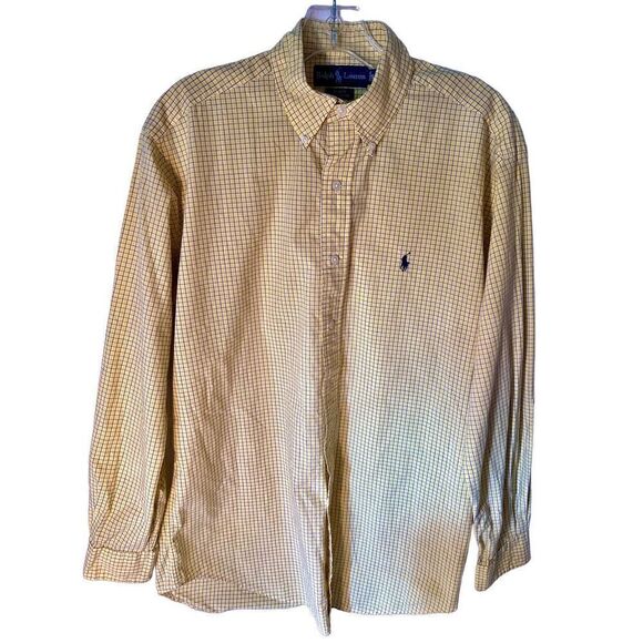 Vintage Ralph Lauren Blake Yellow & Blue Plaid Shirt L/S Size Small EVC - Picture 1 of 9